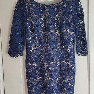 Eliza J Navy Blue Lace Overlay Dress, Size 4